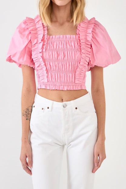 Endless Rose Best Price | Smocked Puff Sleeve Top