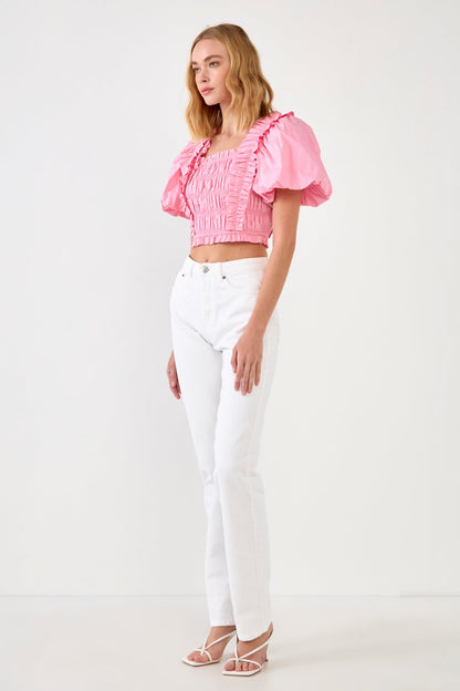 Endless Rose Best Price | Smocked Puff Sleeve Top
