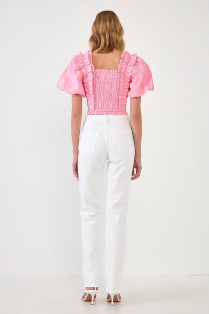 Endless Rose Best Price | Smocked Puff Sleeve Top