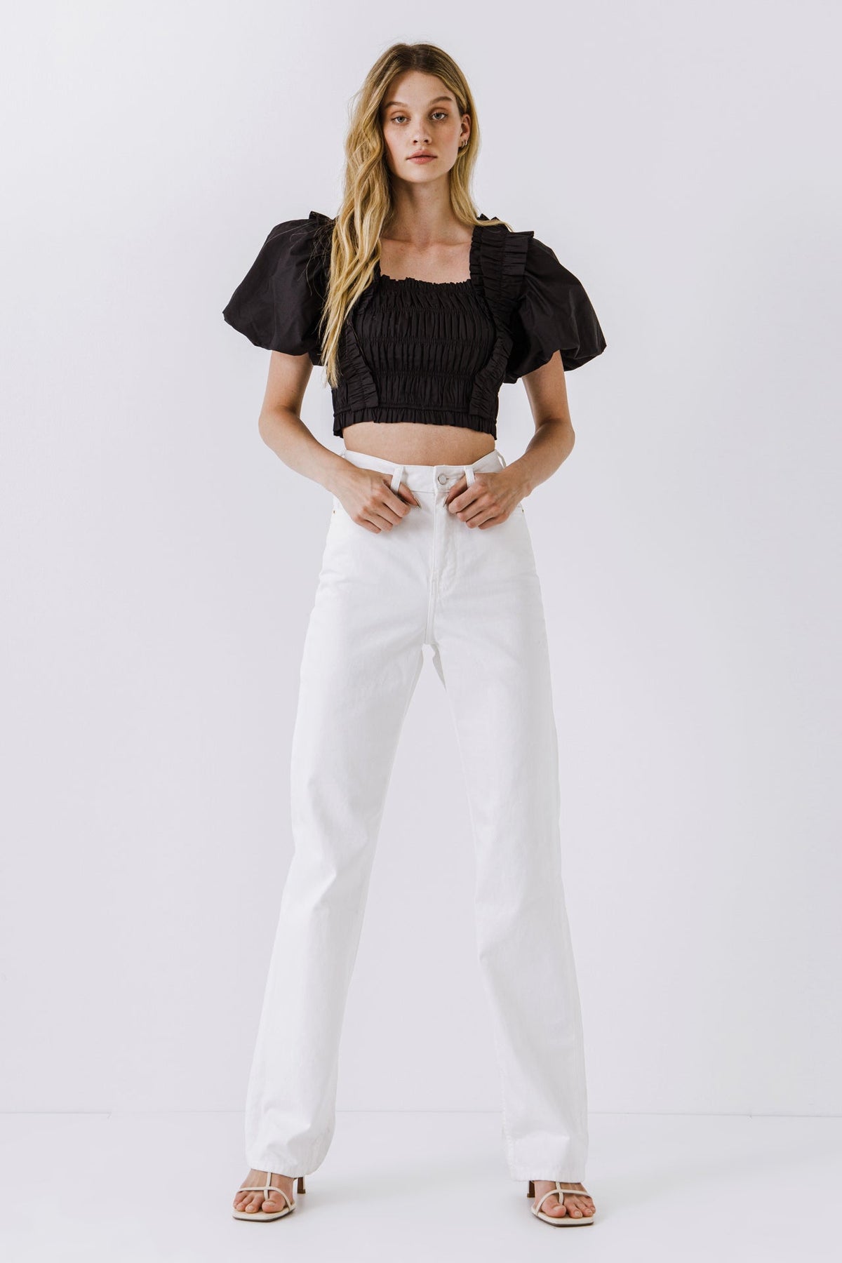 Endless Rose Best Price | Smocked Puff Sleeve Top