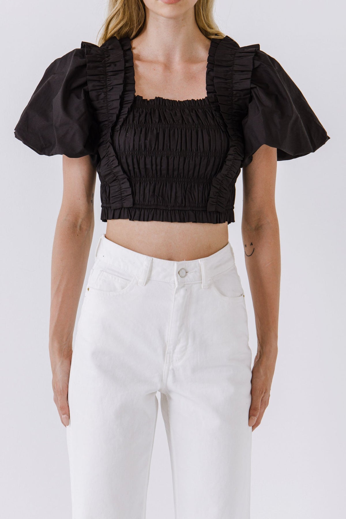 Endless Rose Best Price | Smocked Puff Sleeve Top