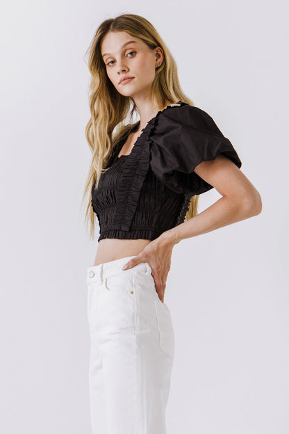 Endless Rose Best Price | Smocked Puff Sleeve Top