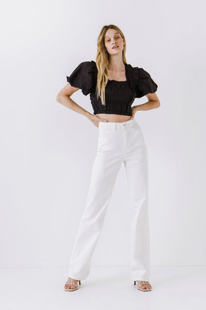 Endless Rose Best Price | Smocked Puff Sleeve Top
