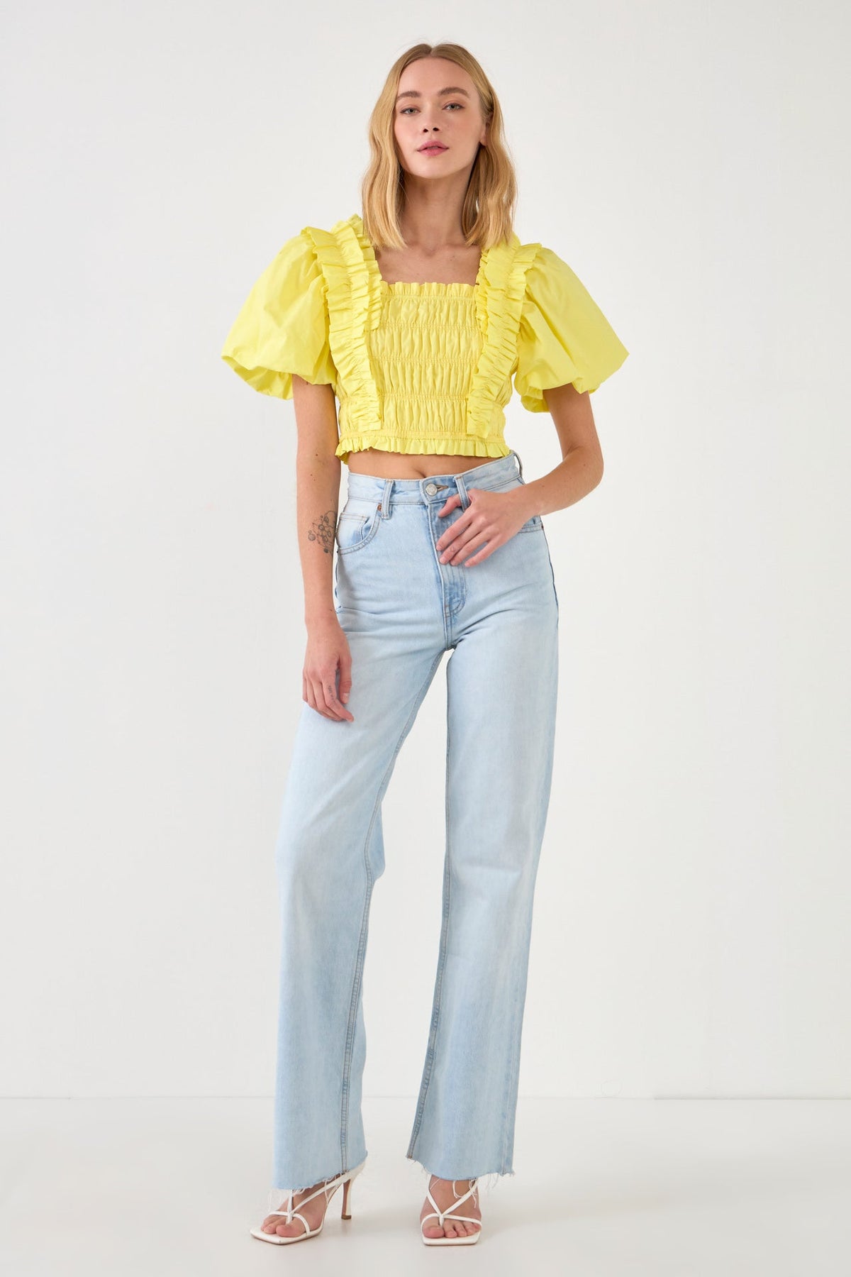 Endless Rose Best Price | Smocked Puff Sleeve Top