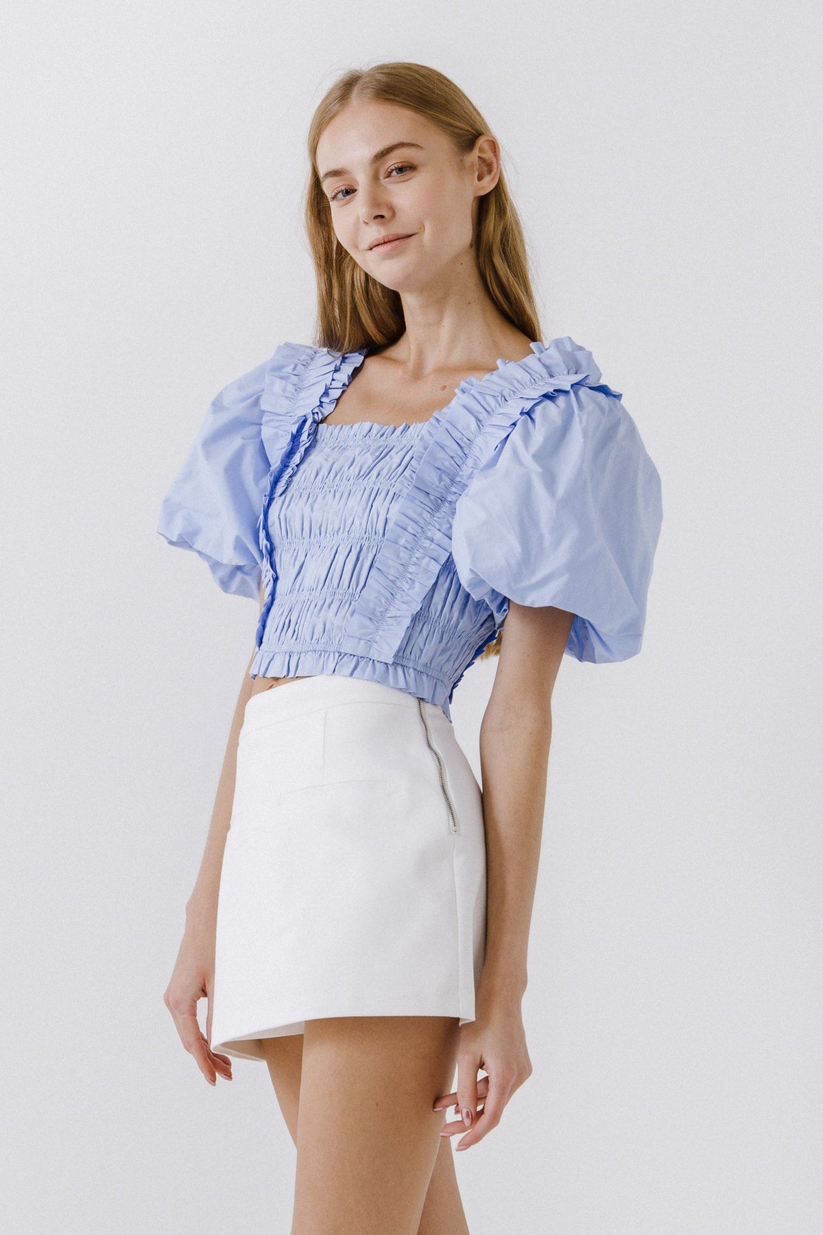 Endless Rose Best Price | Smocked Puff Sleeve Top