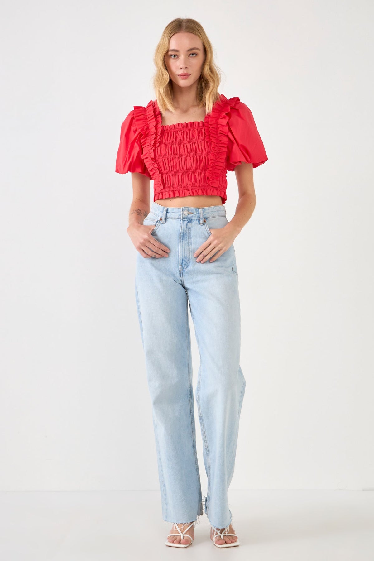 Endless Rose Best Price | Smocked Puff Sleeve Top