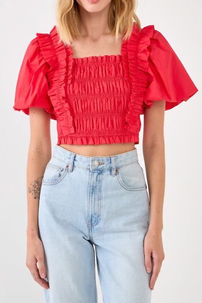 Endless Rose Best Price | Smocked Puff Sleeve Top