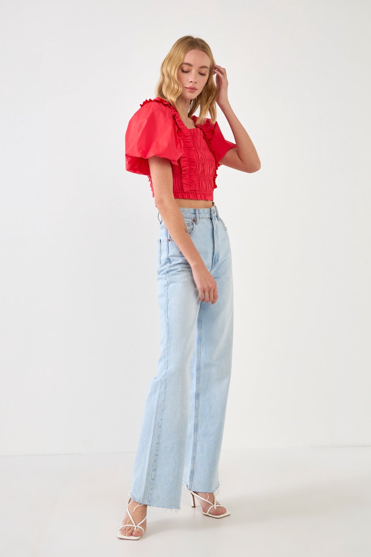 Endless Rose Best Price | Smocked Puff Sleeve Top