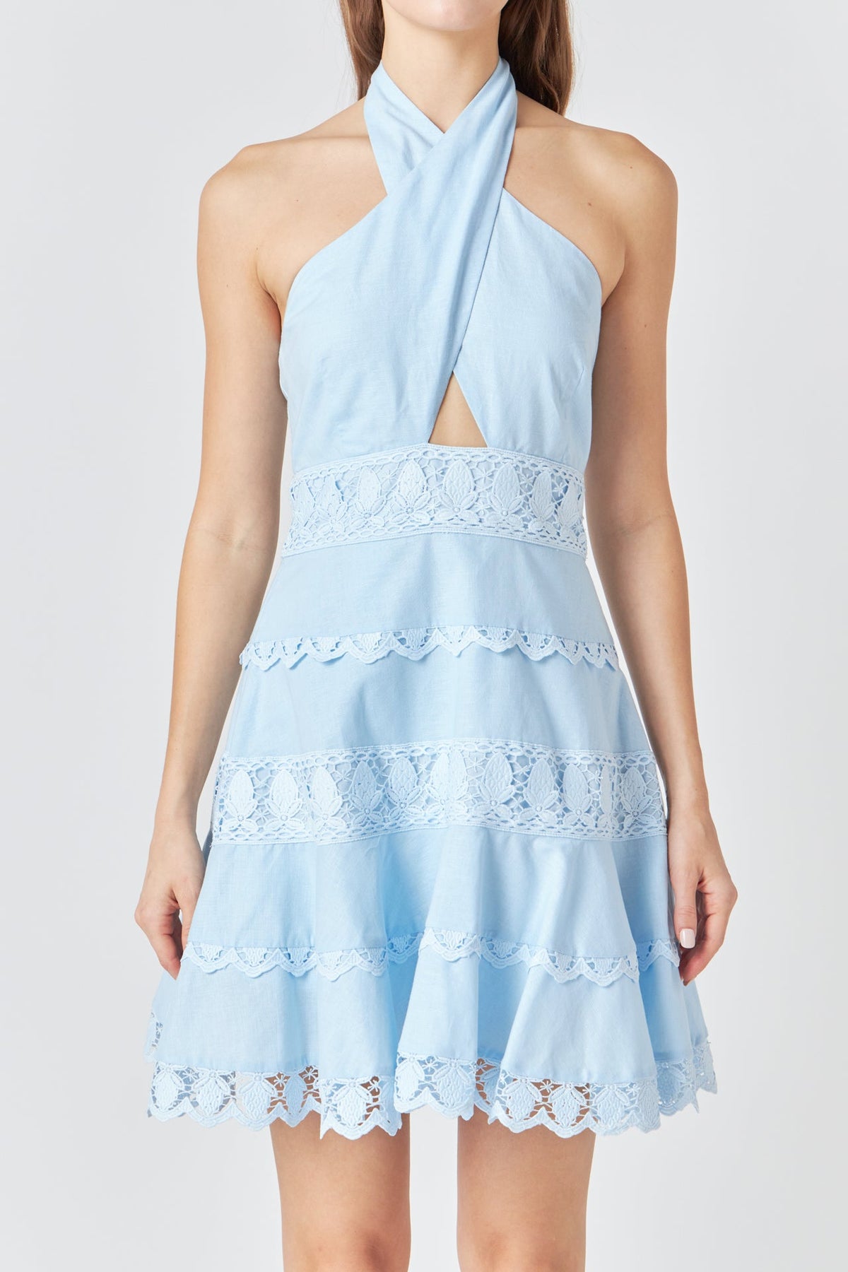 Endless Rose Deals | Halter Neck Lace Trim Dress