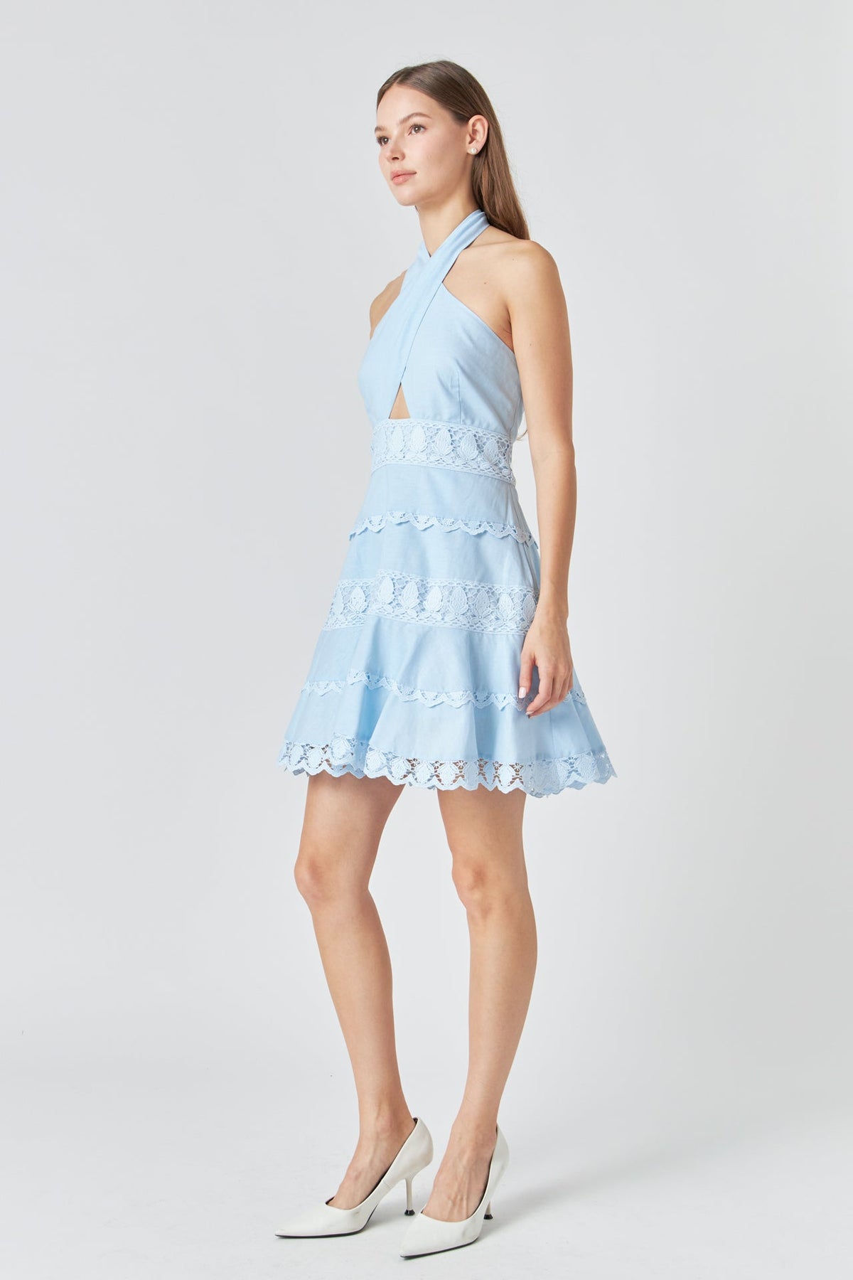 Endless Rose Deals | Halter Neck Lace Trim Dress