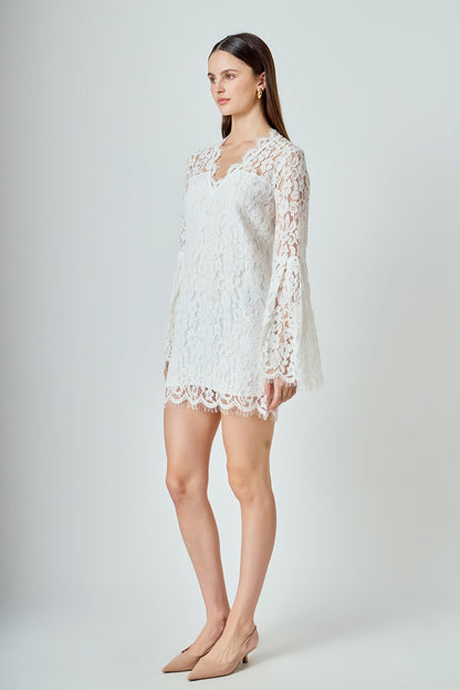 Endless Rose Recommended | Bell Sleeve V-Neck Lace Dress
