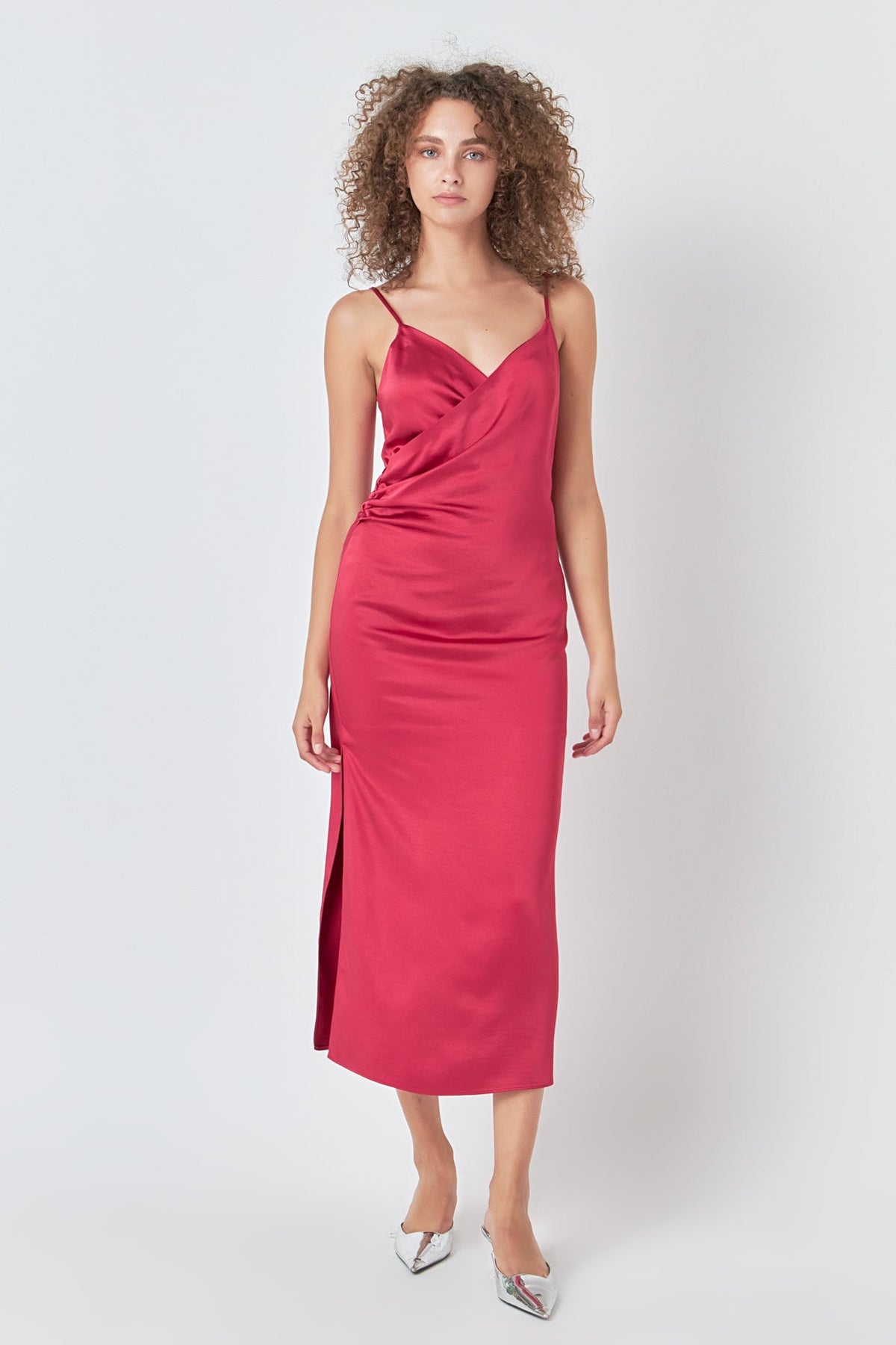 Endless Rose Best Seller | Satin Wrap Midi Dress