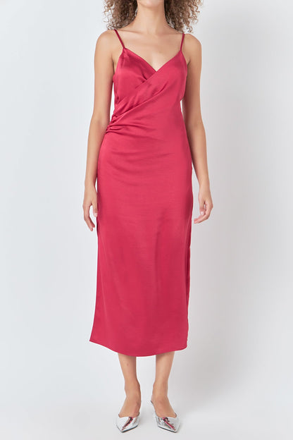 Endless Rose Best Seller | Satin Wrap Midi Dress
