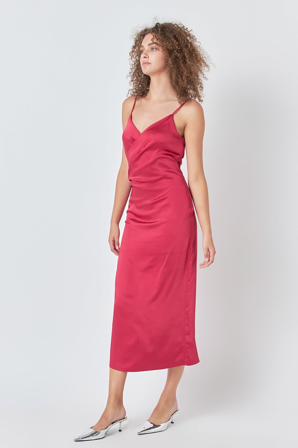 Endless Rose Best Seller | Satin Wrap Midi Dress