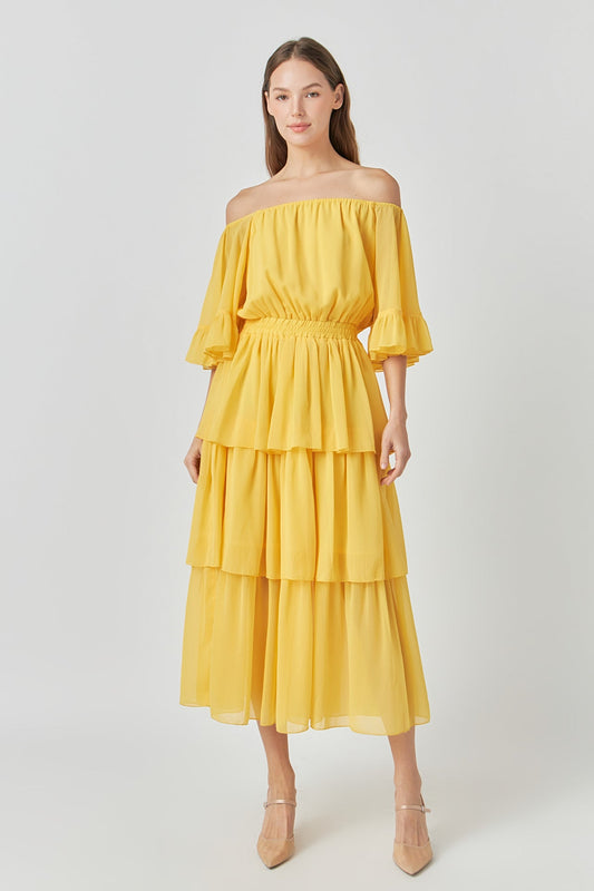 Endless Rose Exclusive | Off-The-Shoulder Tiered Maxi Dress