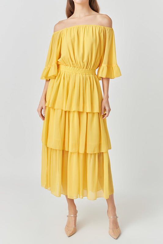 Endless Rose Exclusive | Off-The-Shoulder Tiered Maxi Dress