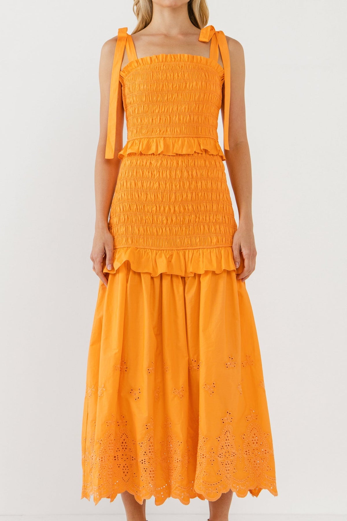 Endless Rose Signature | Sunset Eyelet Smocked Maxi