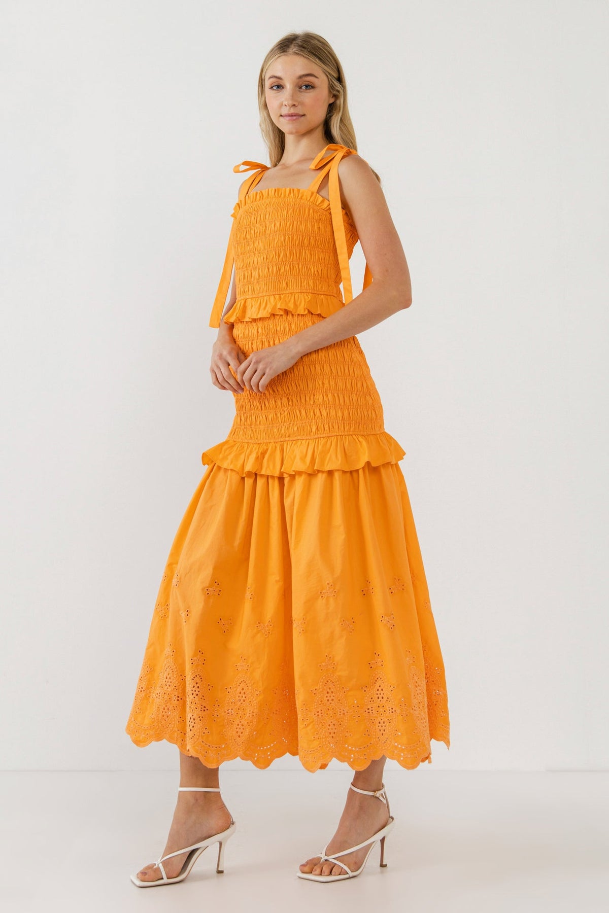 Endless Rose Signature | Sunset Eyelet Smocked Maxi