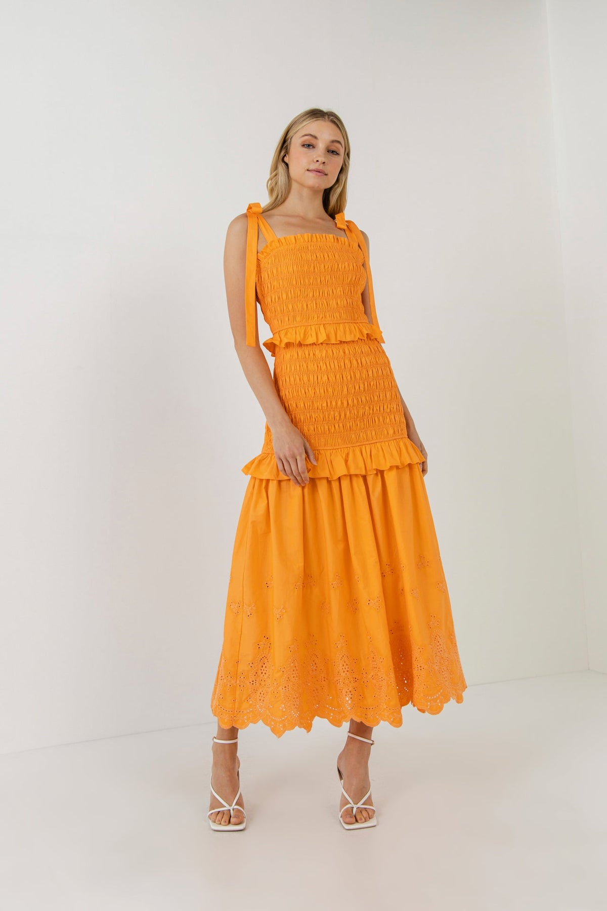 Endless Rose Signature | Sunset Eyelet Smocked Maxi