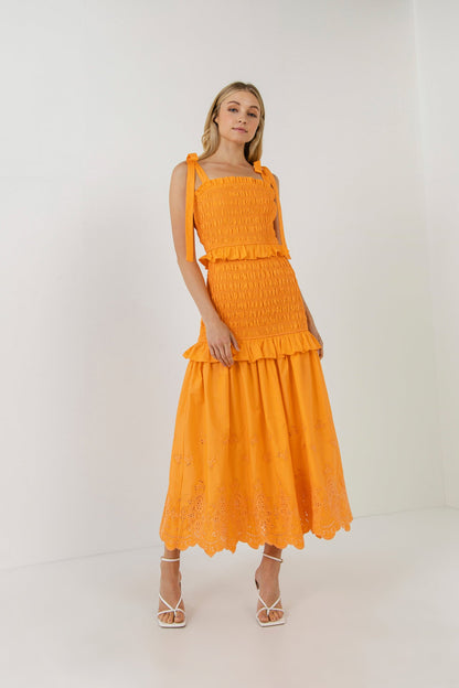 Endless Rose Signature | Sunset Eyelet Smocked Maxi